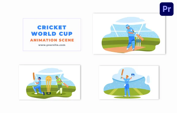 Cricket World Cup Concept Ball Hitting Vector Animation Scene